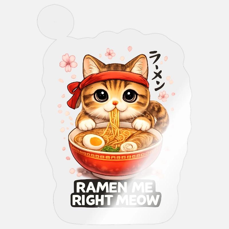 Ramen Cat - Sticker size S (10 x 10 cm) - transparent glossy