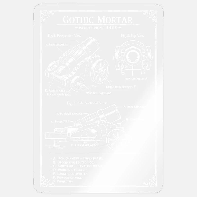 Gothic Mortar Blueprint - Sticker size S (10 x 10 cm) - transparent glossy