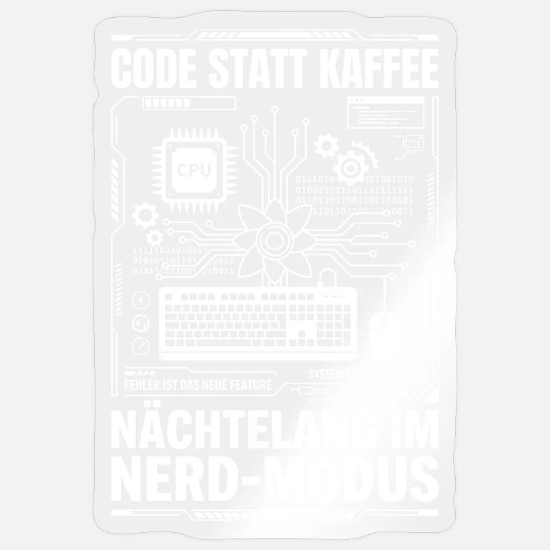Code statt Kaffee Nerd-Modus Sticker Größe S (10 x 10 cm)