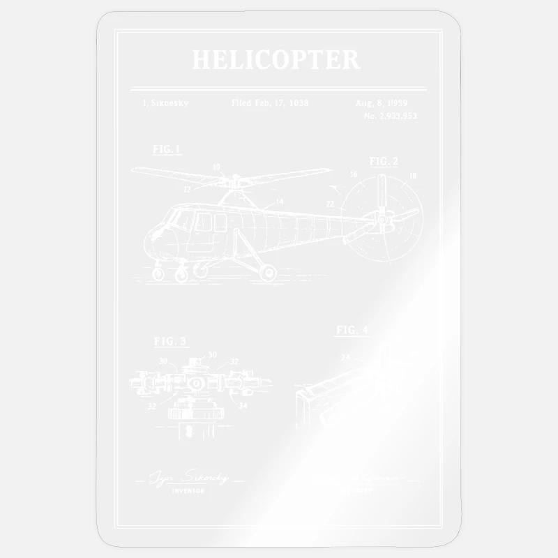 Hubschrauber-Bauplan - Sticker Größe S (10 x 10 cm) - Transparent glänzend