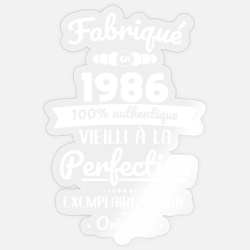 Hergestellt 1986 – Perfekt gereift - Sticker Größe S (10 x 10 cm) - Transparent glänzend
