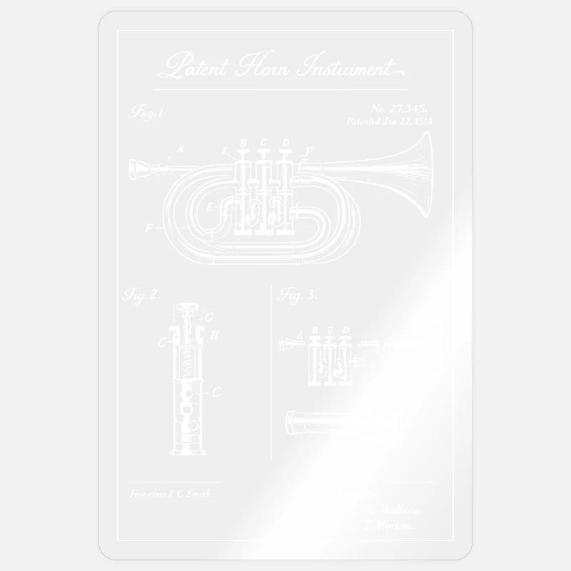 Schéma de plan de l’instrument à corne Sticker taille S (10 x 10 cm)