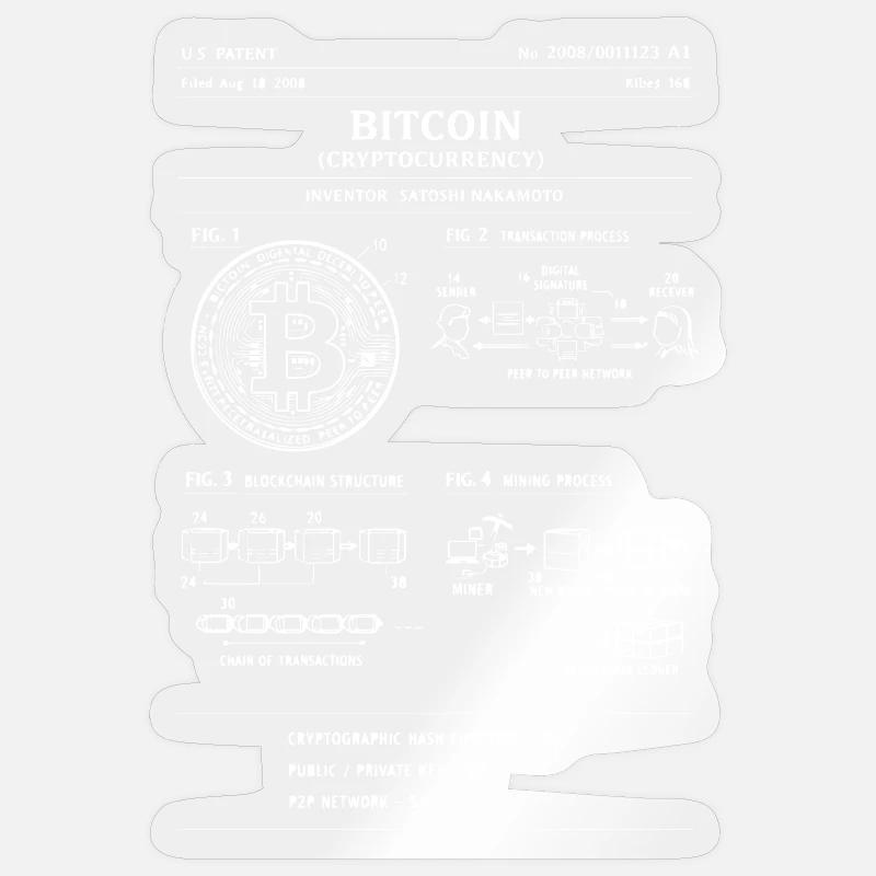 Bitcoin Schematic: Crypto Flow Diagram - Sticker size S (10 x 10 cm) - transparent glossy