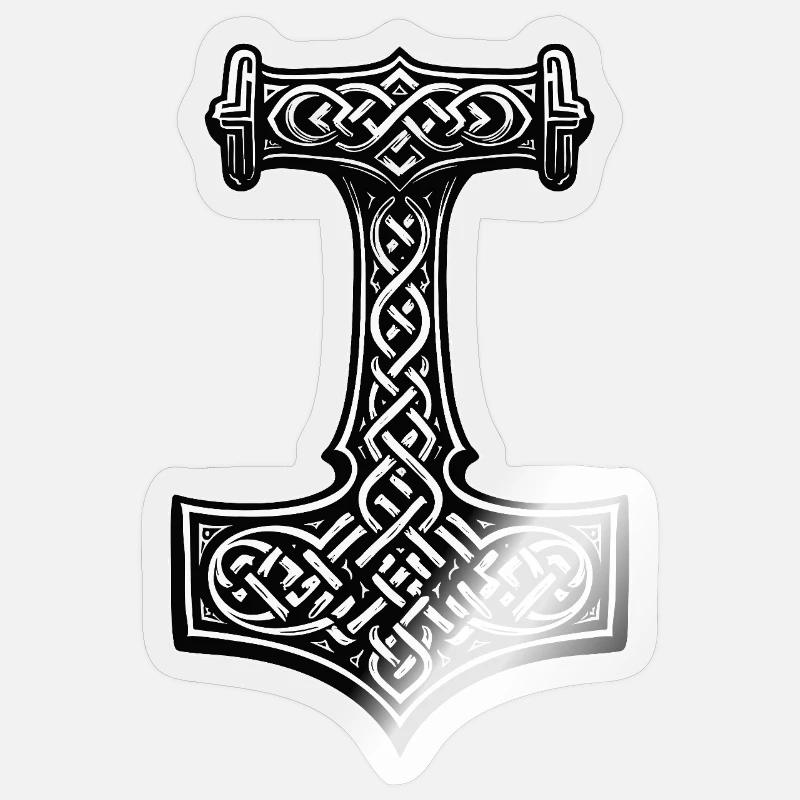 Mjölnir Wikinger Knotensymbol Sticker Größe S (10 x 10 cm)