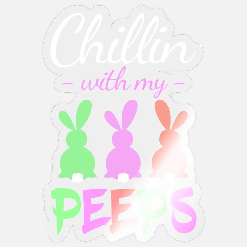 Chillin avec Peeps Pastel Bunnies - Sticker taille S (10 x 10 cm) - brillant transparent