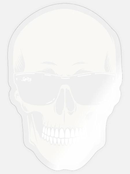 Skelett mit Sonnenbrille in schwarz-weißem Vektor - Sticker Größe S (10 x 10 cm) - Transparent glänzend