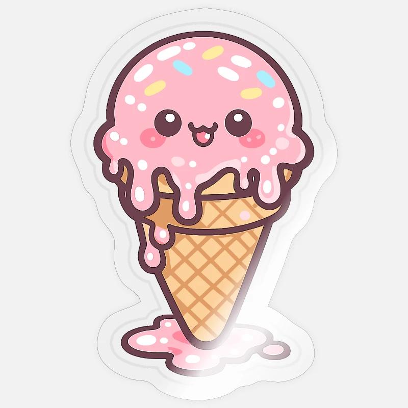 Kawaii Eiscreme mit Sprinkles Sticker size S (10 x 10 cm)