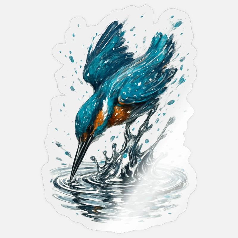 Eisvogel im Einsatz - Sticker Größe S (10 x 10 cm) - Transparent glänzend