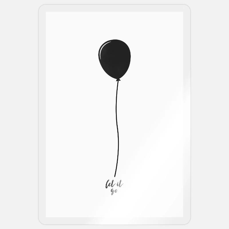 Let It Go Balloon Minimal Poster - Sticker size S (10 x 10 cm) - transparent glossy