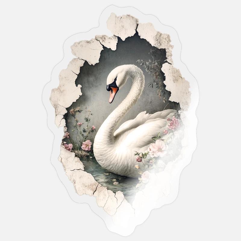 Schwan - Sticker Größe S (10 x 10 cm) - Transparent glänzend