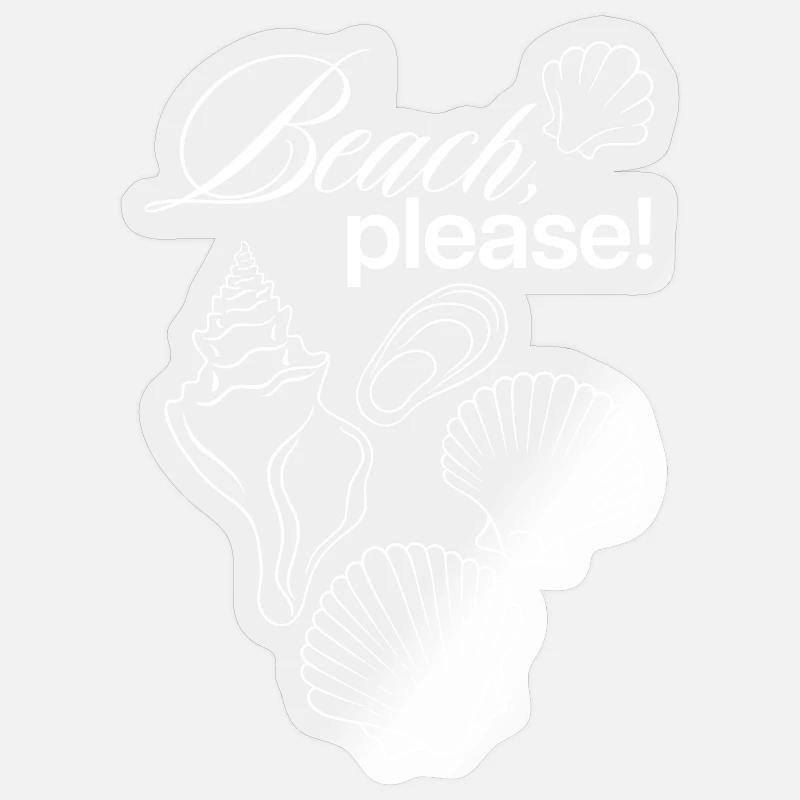 Beach Please Coastal Shell Illustration - Sticker size S (10 x 10 cm) - transparent glossy