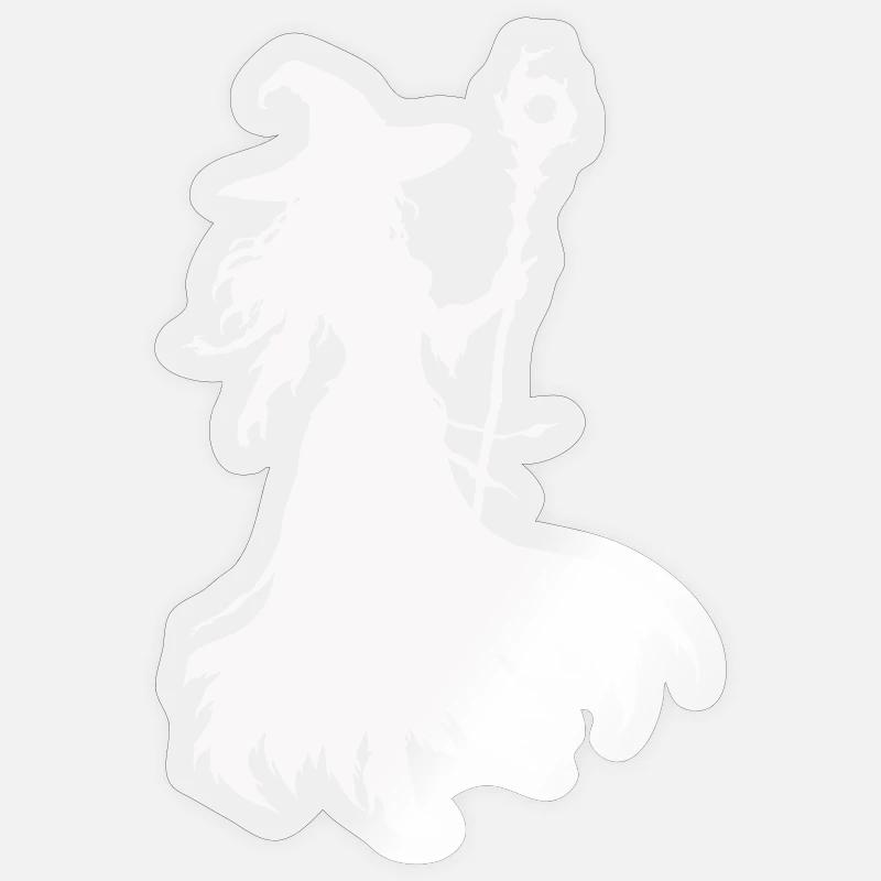 Silhouette de sorcière avec bâton Sticker taille S (10 x 10 cm)