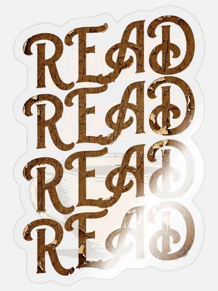 Read Design - Vintage Look mit Kaffeehintergrund - Sticker Größe S (10 x 10 cm) - Transparent glänzend