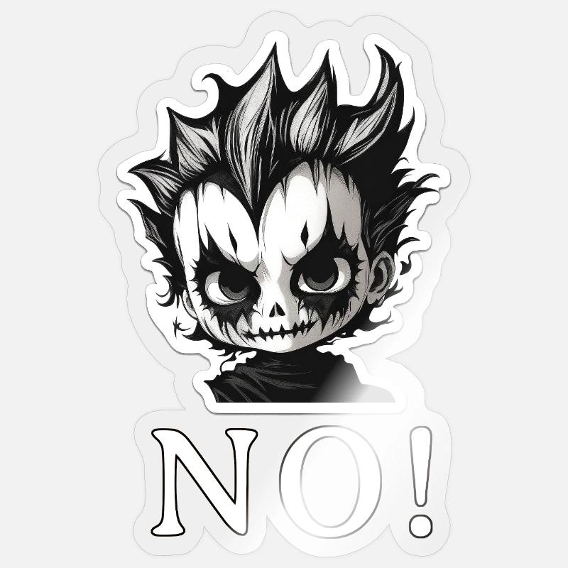 Mohawk Punk Skull NON - NON - Sticker taille S (10 x 10 cm) - brillant transparent