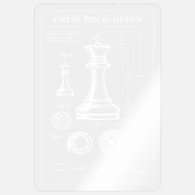 Damenschach-Bauplan - Sticker Größe S (10 x 10 cm) - Transparent glänzend
