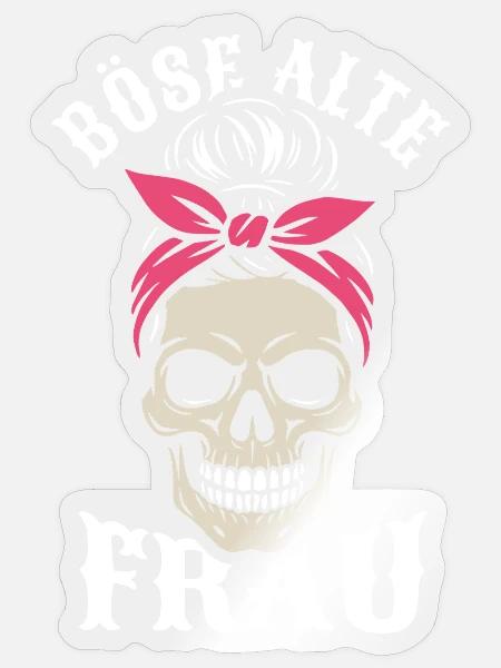 Skull Bandana Böse Alte Frau - Sticker Größe S (10 x 10 cm) - Transparent glänzend