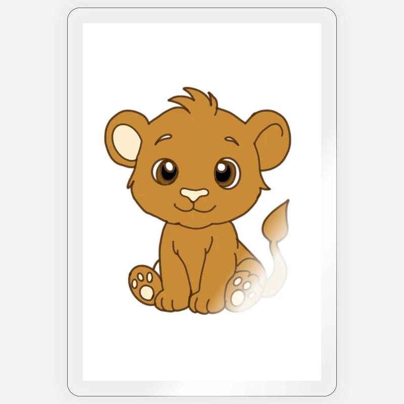 Lionceau kawaï - Sticker taille S (10 x 10 cm) - brillant transparent