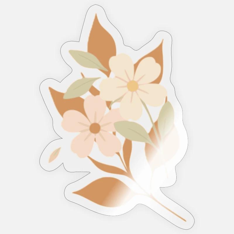 Fleurs dessinées - Sticker taille S (10 x 10 cm) - brillant transparent