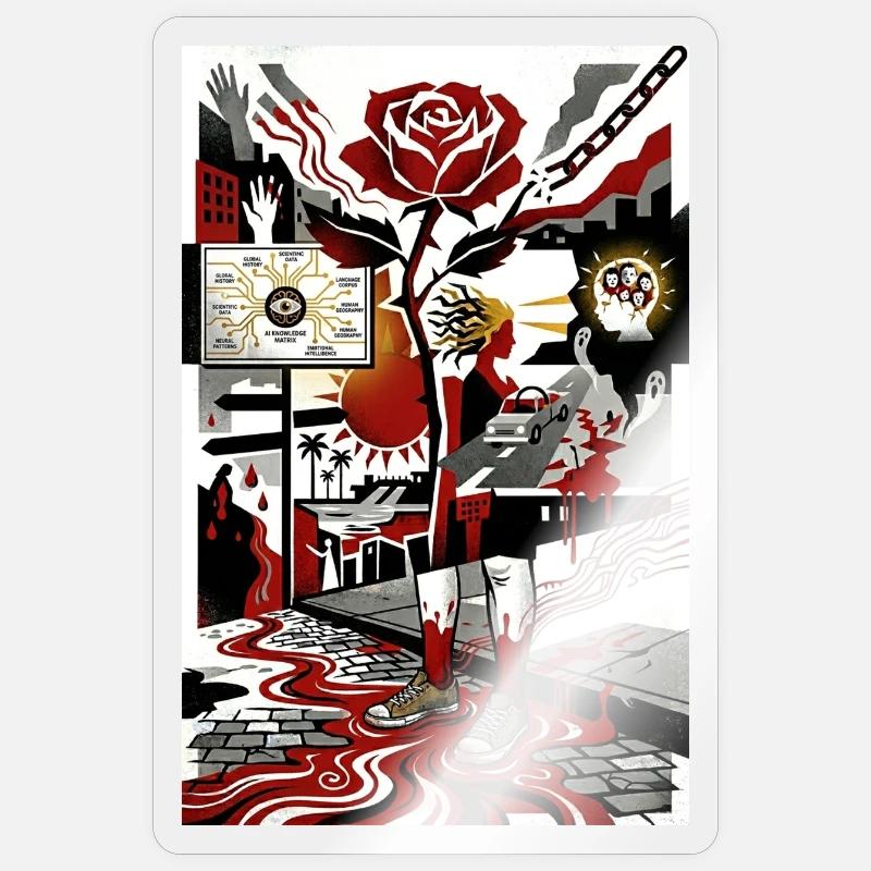 Fragments de conscience L’IA Rose - Sticker taille S (10 x 10 cm) - brillant transparent