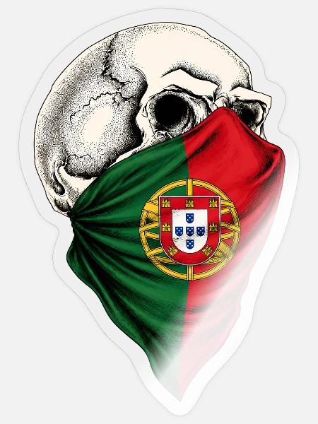 Portugiesischer Flaggenschädel - Sticker Größe S (10 x 10 cm) - Transparent glänzend