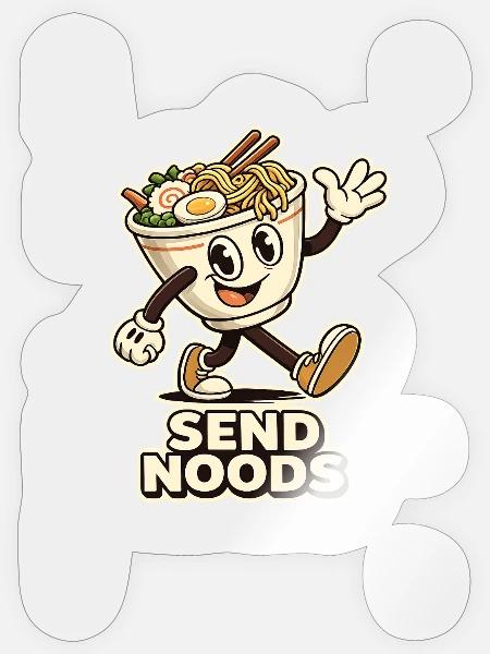 Nudelmaskottchen Send Noods - Sticker Größe S (10 x 10 cm) - Transparent glänzend