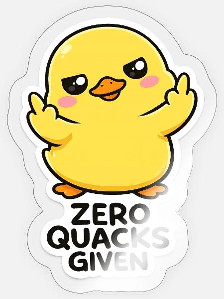 Enten Attitüde: Null Quacks Gegeben - Sticker Größe S (10 x 10 cm) - Transparent glänzend