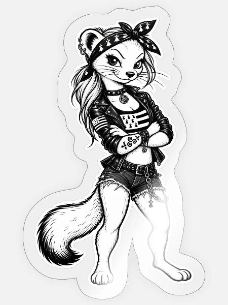 Rebellischer Hermelin - Sticker Größe S (10 x 10 cm) - Transparent glänzend