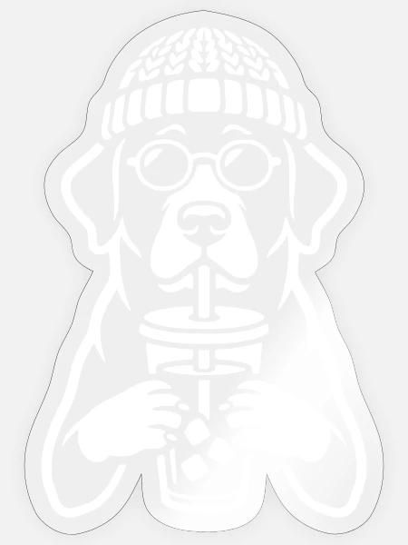 Hipster Labrador mit Eiskaffee - Sticker Größe S (10 x 10 cm) - Transparent glänzend