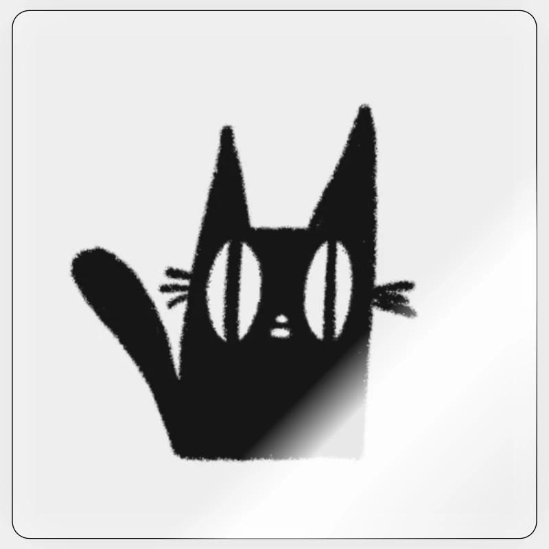 Mimi le chat noir - Sticker taille S (10 x 10 cm) - brillant transparent