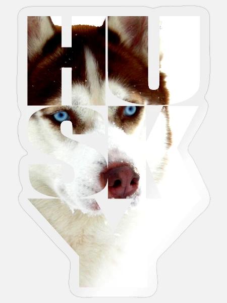Husky Kupfer rot Kopf im Text - Sticker Größe S (10 x 10 cm) - Transparent glänzend