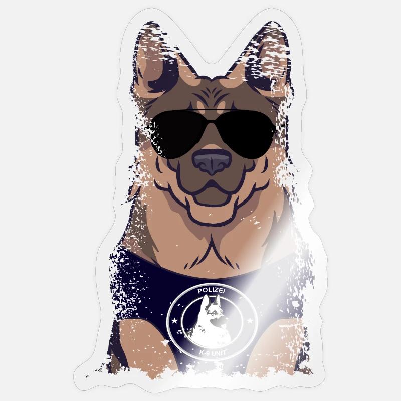 Polizeihund Deutscher Schäferhund Sticker Größe S (10 x 10 cm)