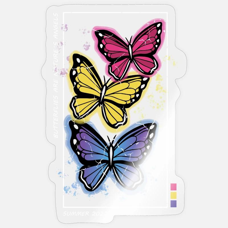 Bunte Schmetterlinge - Sticker Größe S (10 x 10 cm) - Transparent glänzend
