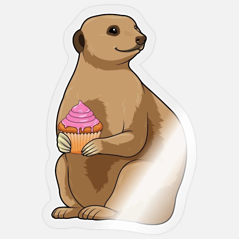 Muffin suricate - Sticker taille S (10 x 10 cm) - brillant transparent