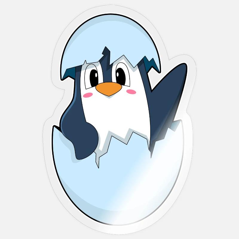 Penguin Eggshell - Sticker size S (10 x 10 cm) - transparent glossy