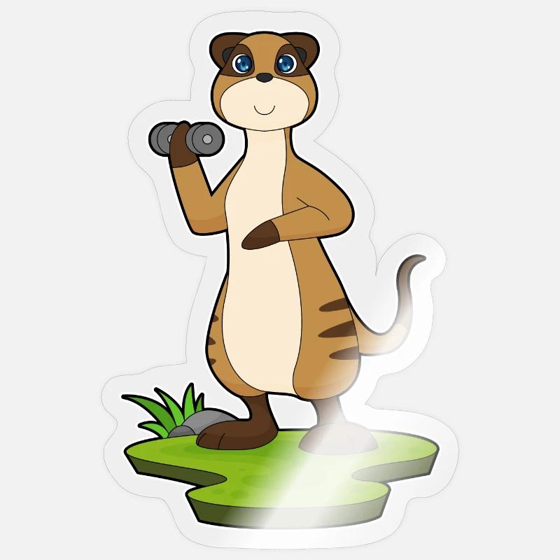 Erdmännchen Bodybuilder Hantel Bodybuilding - Sticker Größe S (10 x 10 cm) - Transparent glänzend