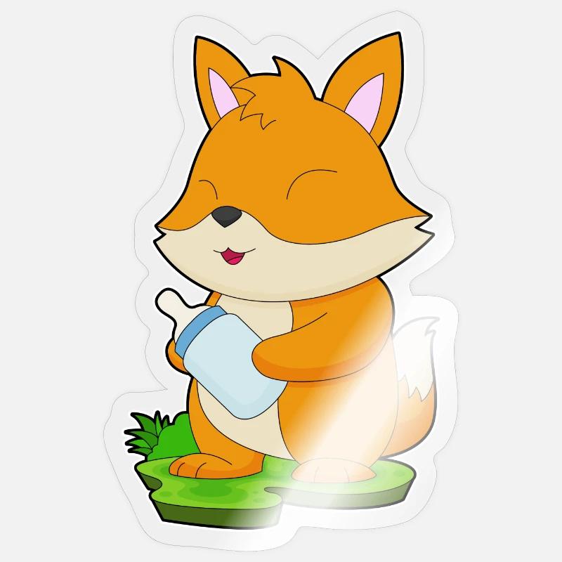 Biberon Fox - Sticker taille S (10 x 10 cm) - brillant transparent