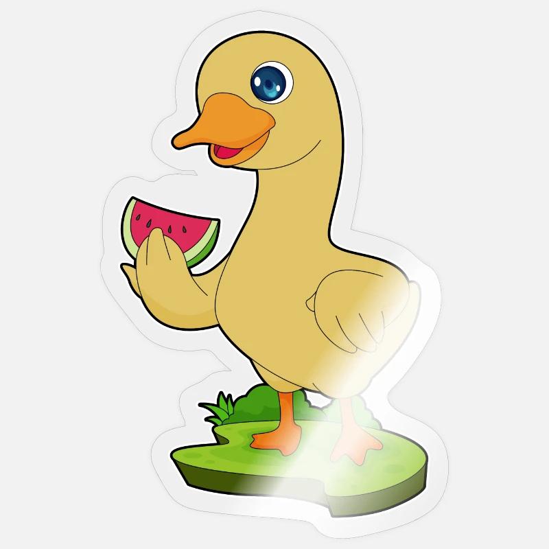 Canard Pastèque - Sticker taille S (10 x 10 cm) - brillant transparent