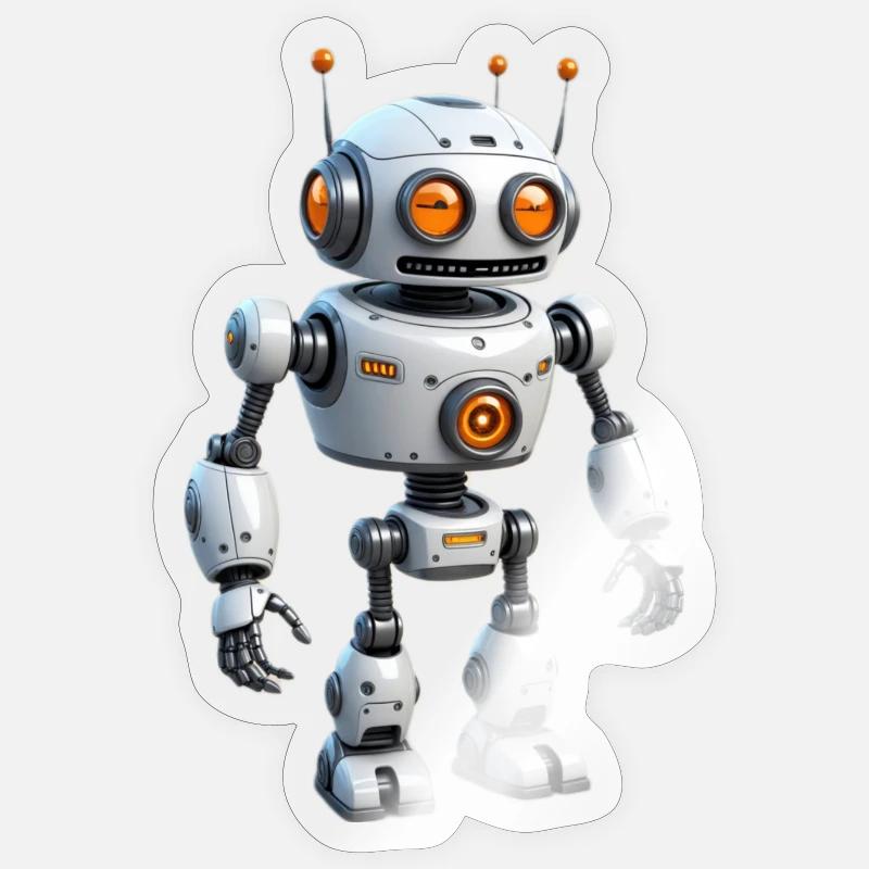 Robot de dessin animé - Sticker taille S (10 x 10 cm) - brillant transparent
