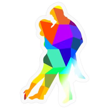 Tango Danse Danse Couple Arc-en-ciel Couleurs Polygone - Sticker taille S (10 x 10 cm) - brillant transparent - Devant
