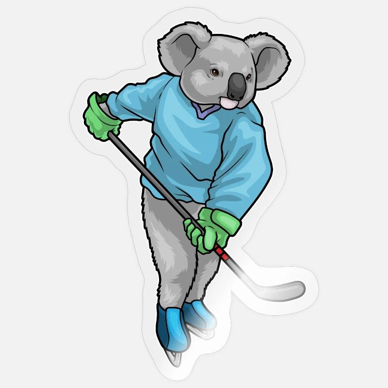 Koala Eishockey Eishockeyschläger - Sticker Größe S (10 x 10 cm) - Transparent glänzend