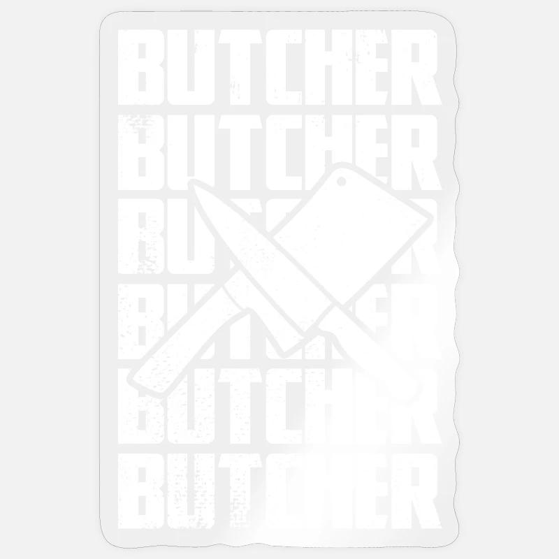 Drôle de boucher - Sticker taille S (10 x 10 cm) - brillant transparent