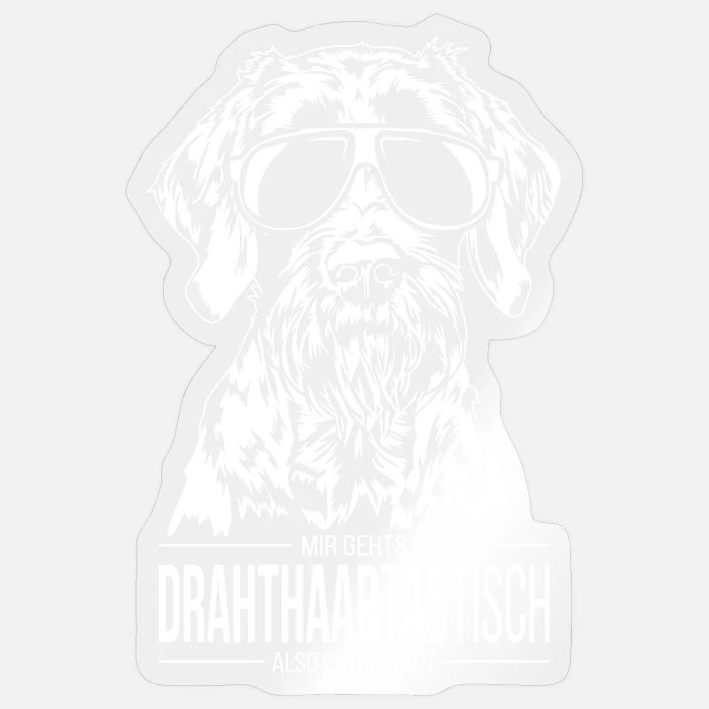 DRAHTHAARTASTISCH Deutsch Drahthaar Hunde Wilsigns - Sticker Größe S (10 x 10 cm) - Transparent glänzend