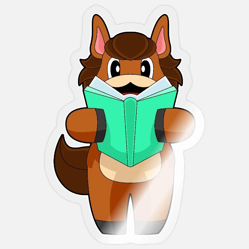 Pferd Buch - Sticker Größe S (10 x 10 cm) - Transparent glänzend