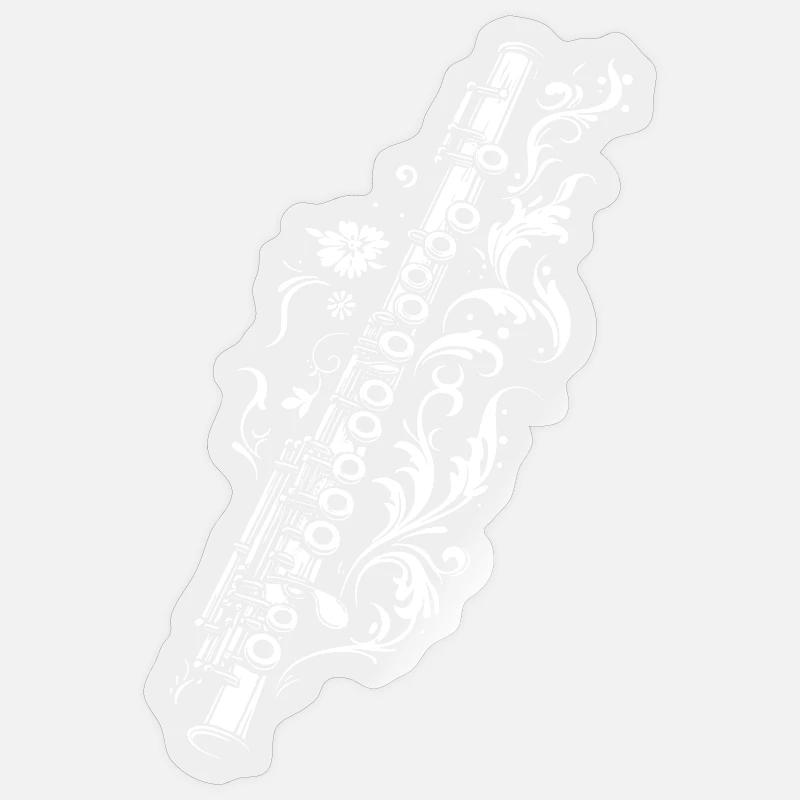 Flute Drawing - Sticker size S (10 x 10 cm) - transparent glossy