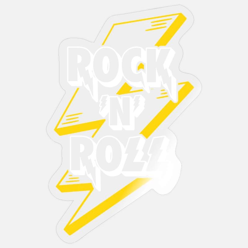 Rock'N'Roll Text Logo With Lightning Sticker size S (10 x 10 cm)