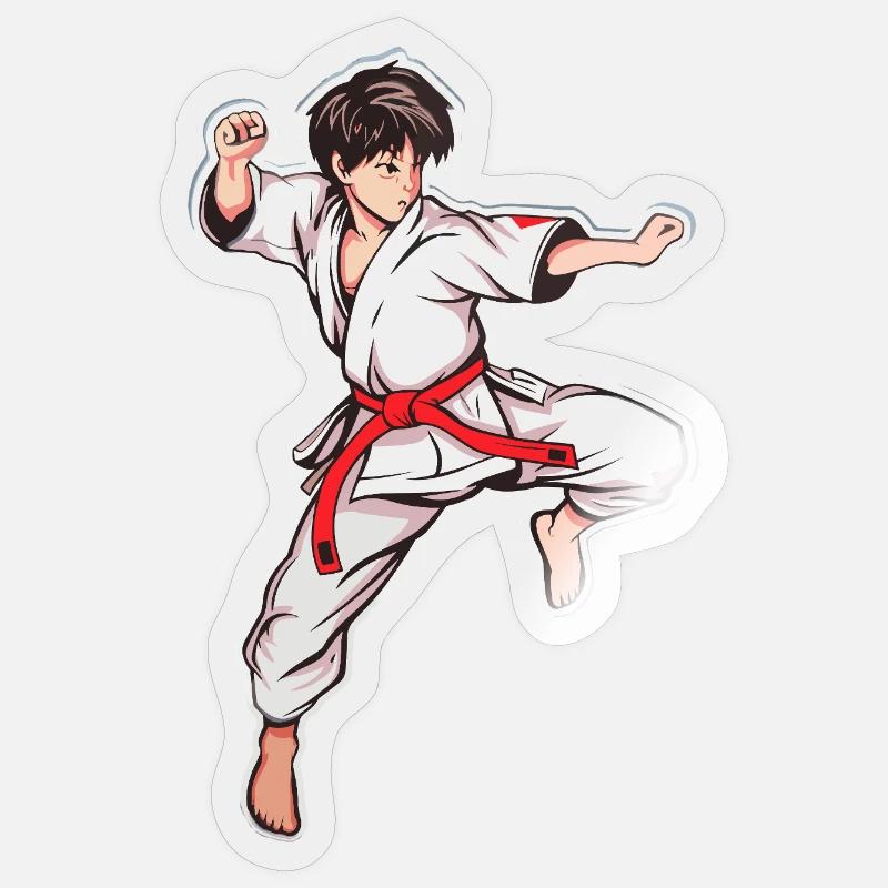 Karate Junge - Sticker Größe S (10 x 10 cm) - Transparent glänzend