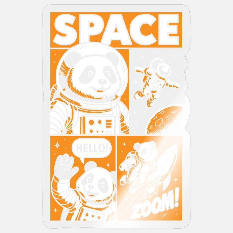 Space Panda in comic book style Sticker size S (10 x 10 cm)