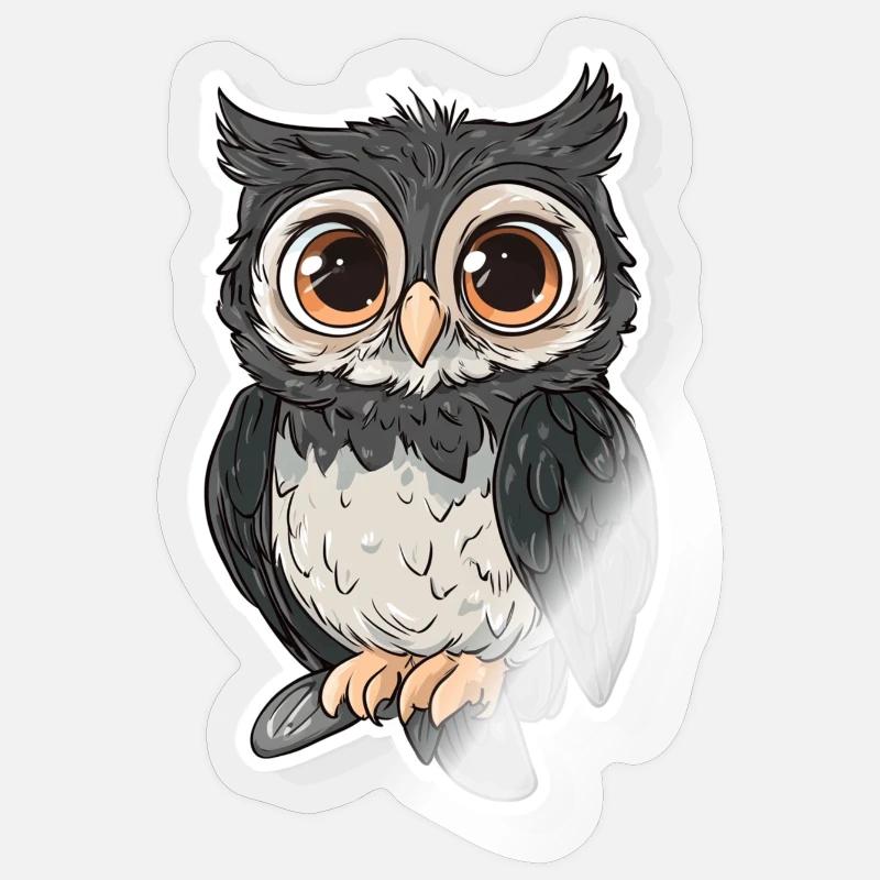 Eule - Sticker Größe S (10 x 10 cm) - Transparent glänzend