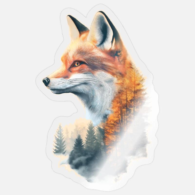 Fuchs im Herbstwald Sticker Größe S (10 x 10 cm)
