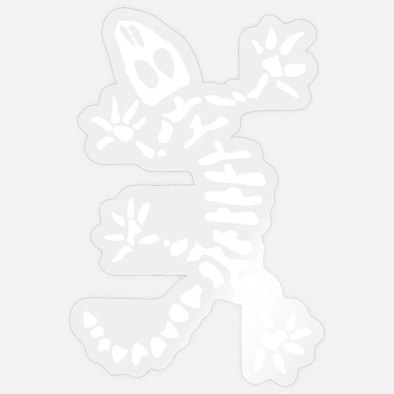 Gecko Skelett: Echse, Reptil & Knochen - Sticker Größe S (10 x 10 cm) - Transparent glänzend